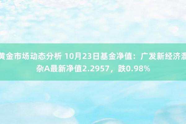 黄金市场动态分析 10月23日基金净值：广发新经济混杂A最新净值2.2957，跌0.98%