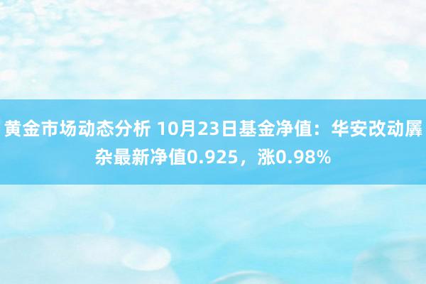 黄金市场动态分析 10月23日基金净值：华安改动羼杂最新净值0.925，涨0.98%