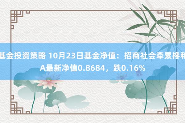 基金投资策略 10月23日基金净值：招商社会牵累搀和A最新净值0.8684，跌0.16%