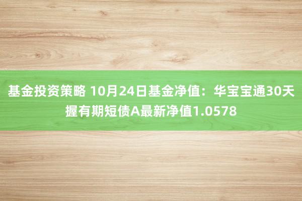 基金投资策略 10月24日基金净值：华宝宝通30天握有期短债A最新净值1.0578