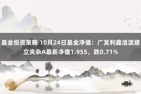 基金投资策略 10月24日基金净值：广发利鑫活泼建立夹杂A最新净值1.955，跌0.71%