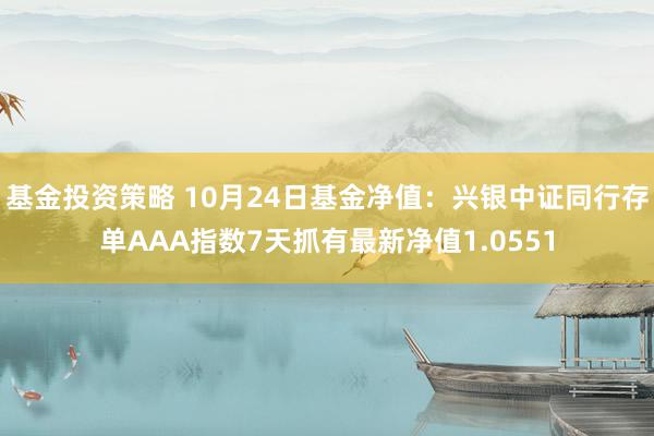 基金投资策略 10月24日基金净值：兴银中证同行存单AAA指数7天抓有最新净值1.0551