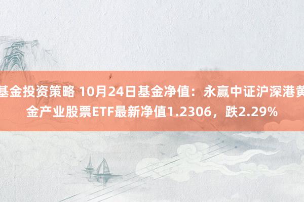 基金投资策略 10月24日基金净值：永赢中证沪深港黄金产业股票ETF最新净值1.2306，跌2.29%