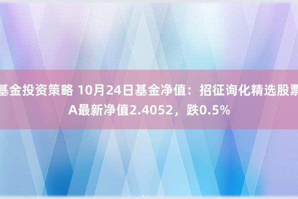 基金投资策略 10月24日基金净值：招征询化精选股票A最新净值2.4052，跌0.5%