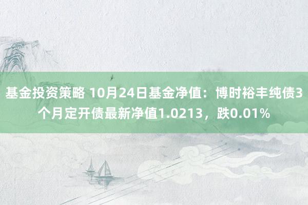 基金投资策略 10月24日基金净值：博时裕丰纯债3个月定开债最新净值1.0213，跌0.01%