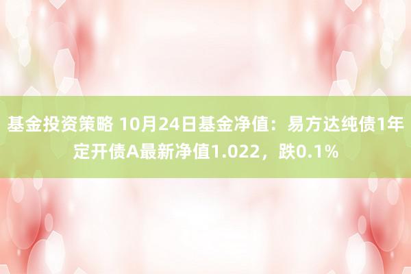 基金投资策略 10月24日基金净值：易方达纯债1年定开债A最新净值1.022，跌0.1%