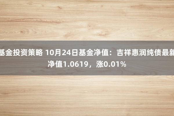 基金投资策略 10月24日基金净值：吉祥惠润纯债最新净值1.0619，涨0.01%