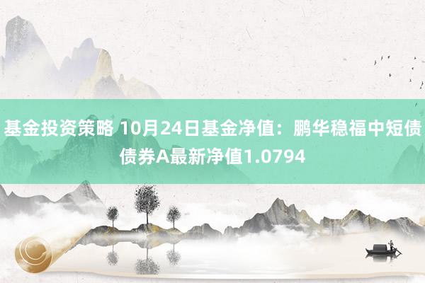 基金投资策略 10月24日基金净值：鹏华稳福中短债债券A最新净值1.0794