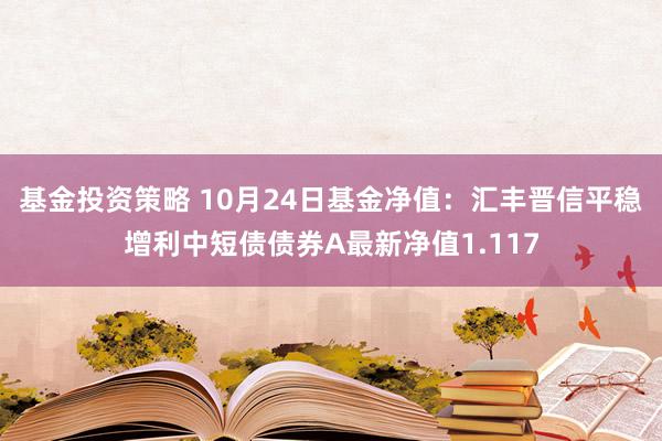 基金投资策略 10月24日基金净值：汇丰晋信平稳增利中短债债券A最新净值1.117