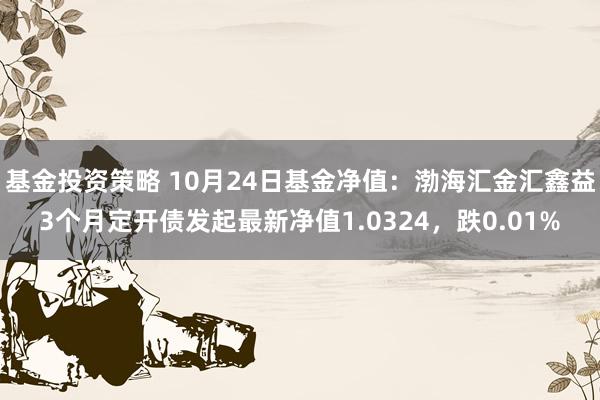 基金投资策略 10月24日基金净值：渤海汇金汇鑫益3个月定开债发起最新净值1.0324，跌0.01%