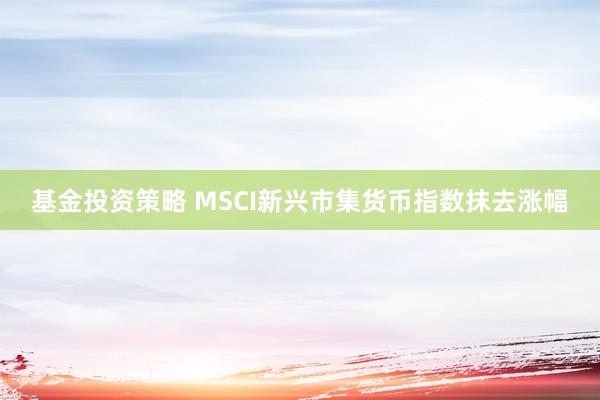 基金投资策略 MSCI新兴市集货币指数抹去涨幅