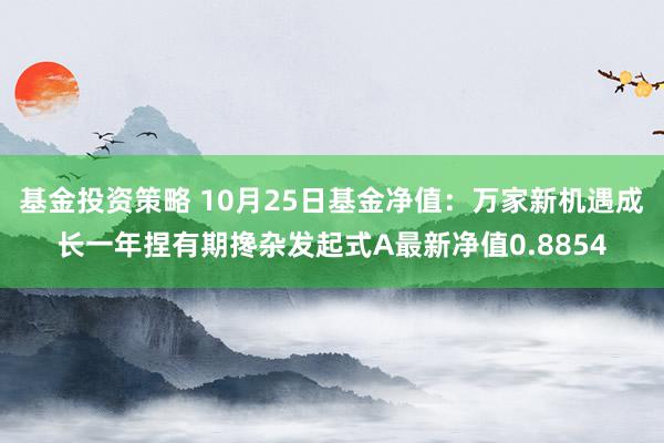 基金投资策略 10月25日基金净值：万家新机遇成长一年捏有期搀杂发起式A最新净值0.8854