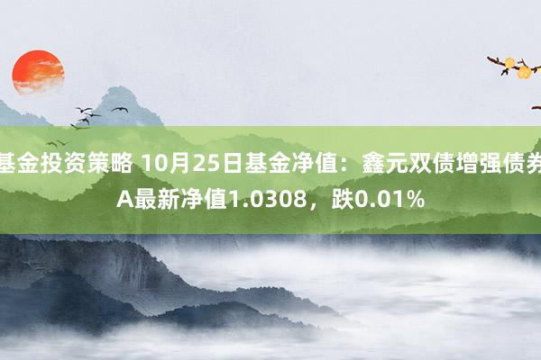 基金投资策略 10月25日基金净值：鑫元双债增强债券A最新净值1.0308，跌0.01%