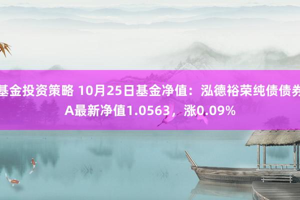 基金投资策略 10月25日基金净值：泓德裕荣纯债债券A最新净值1.0563，涨0.09%