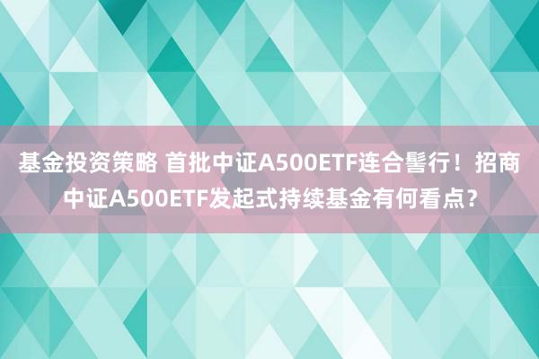 基金投资策略 首批中证A500ETF连合髻行！招商中证A500ETF发起式持续基金有何看点？