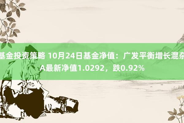 基金投资策略 10月24日基金净值：广发平衡增长混杂A最新净值1.0292，跌0.92%