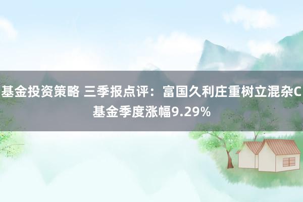 基金投资策略 三季报点评：富国久利庄重树立混杂C基金季度涨幅9.29%