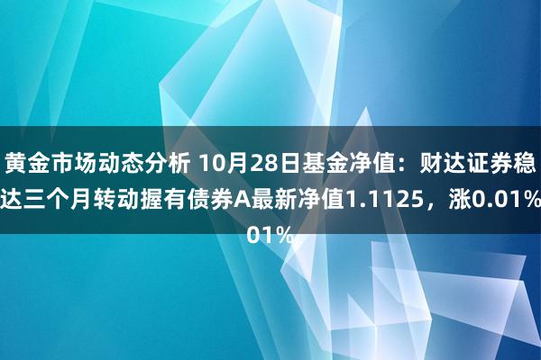 黄金市场动态分析 10月28日基金净值：财达证券稳达三个月转动握有债券A最新净值1.1125，涨0.01%