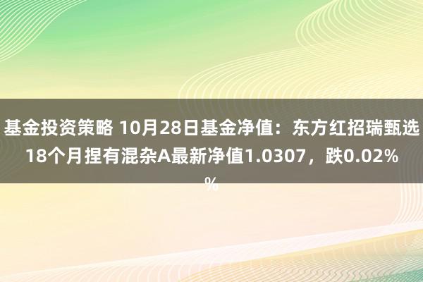 基金投资策略 10月28日基金净值：东方红招瑞甄选18个月捏有混杂A最新净值1.0307，跌0.02%