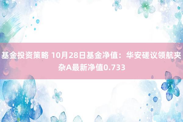 基金投资策略 10月28日基金净值：华安磋议领航夹杂A最新净值0.733