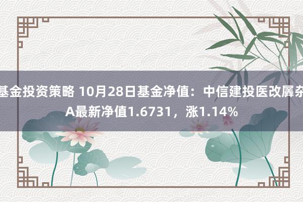 基金投资策略 10月28日基金净值：中信建投医改羼杂A最新净值1.6731，涨1.14%