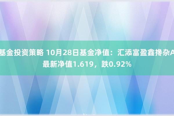 基金投资策略 10月28日基金净值：汇添富盈鑫搀杂A最新净值1.619，跌0.92%