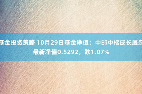 基金投资策略 10月29日基金净值：中邮中枢成长羼杂最新净值0.5292，跌1.07%