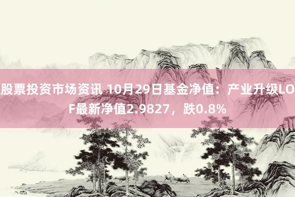 股票投资市场资讯 10月29日基金净值：产业升级LOF最新净值2.9827，跌0.8%