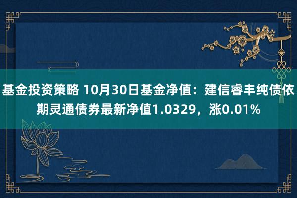 基金投资策略 10月30日基金净值：建信睿丰纯债依期灵通债券最新净值1.0329，涨0.01%