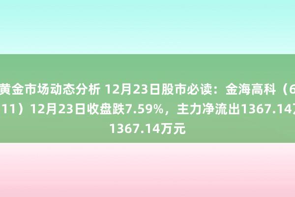 黄金市场动态分析 12月23日股市必读：金海高科（603311）12月23日收盘跌7.59%，主力净流出1367.14万元