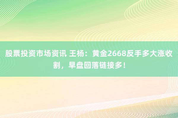 股票投资市场资讯 王杨：黄金2668反手多大涨收割，早盘回落链接多！