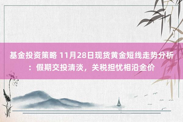 基金投资策略 11月28日现货黄金短线走势分析：假期交投清淡，关税担忧相沿金价