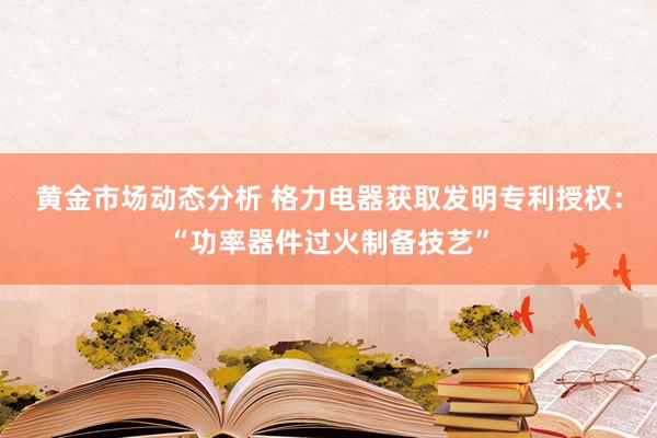 黄金市场动态分析 格力电器获取发明专利授权：“功率器件过火制备技艺”