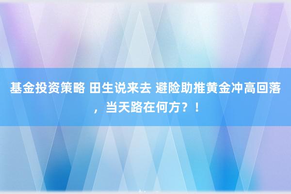 基金投资策略 田生说来去 避险助推黄金冲高回落，当天路在何方？！