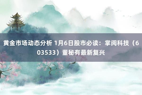 黄金市场动态分析 1月6日股市必读：掌阅科技（603533）董秘有最新复兴