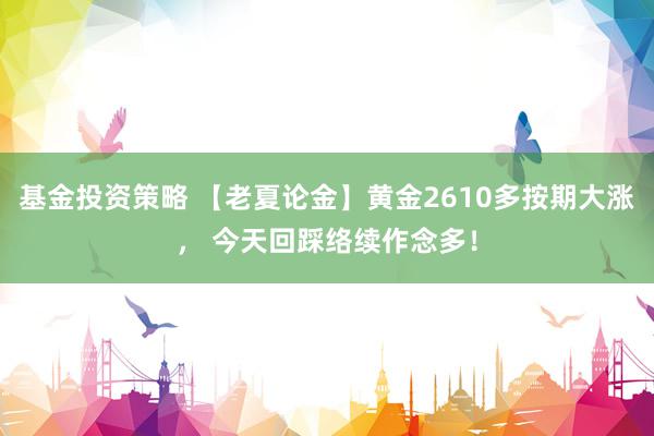 基金投资策略 【老夏论金】黄金2610多按期大涨， 今天回踩络续作念多！