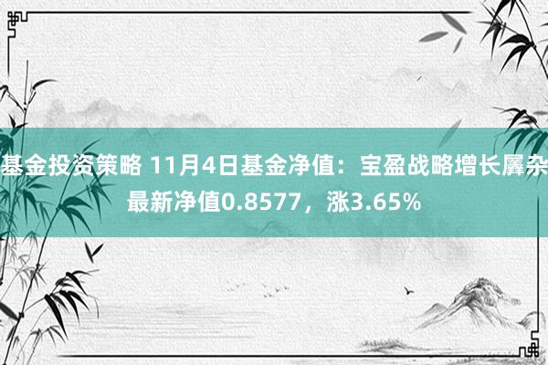 基金投资策略 11月4日基金净值：宝盈战略增长羼杂最新净值0.8577，涨3.65%