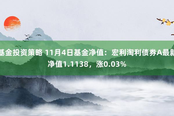 基金投资策略 11月4日基金净值：宏利淘利债券A最新净值1.1138，涨0.03%