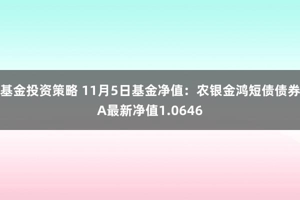 基金投资策略 11月5日基金净值：农银金鸿短债债券A最新净值1.0646