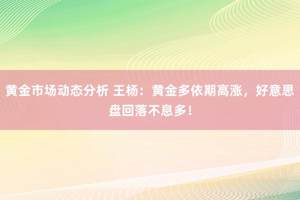 黄金市场动态分析 王杨：黄金多依期高涨，好意思盘回落不息多！