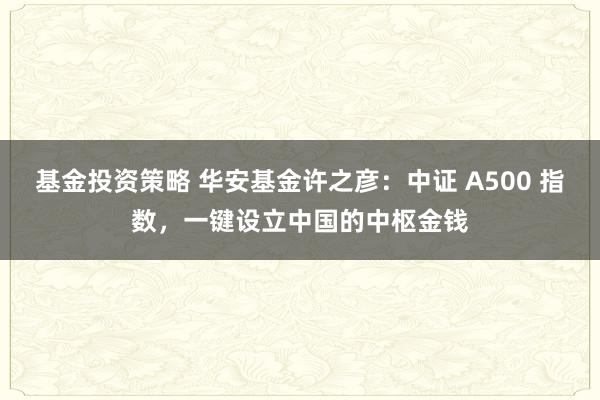 基金投资策略 华安基金许之彦：中证 A500 指数，一键设立中国的中枢金钱