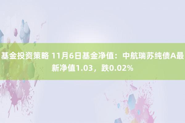 基金投资策略 11月6日基金净值：中航瑞苏纯债A最新净值1.03，跌0.02%