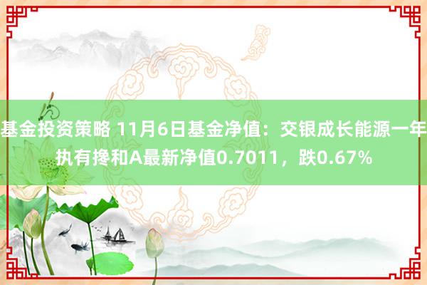 基金投资策略 11月6日基金净值：交银成长能源一年执有搀和A最新净值0.7011，跌0.67%