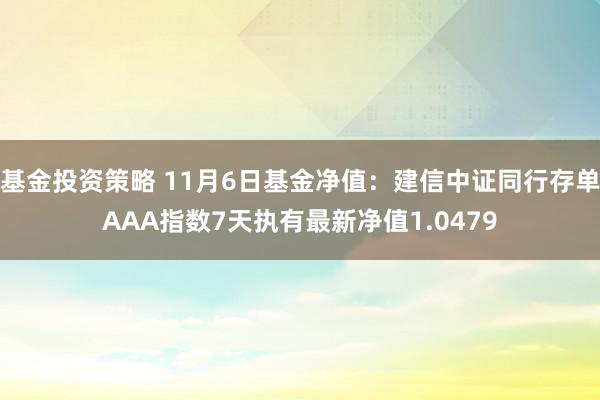 基金投资策略 11月6日基金净值：建信中证同行存单AAA指数7天执有最新净值1.0479