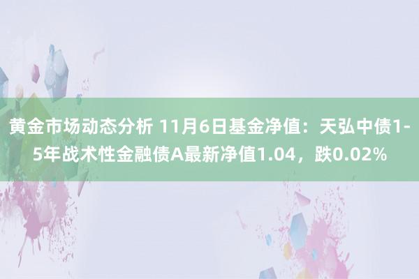 黄金市场动态分析 11月6日基金净值：天弘中债1-5年战术性金融债A最新净值1.04，跌0.02%