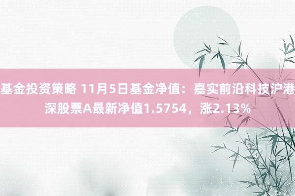 基金投资策略 11月5日基金净值：嘉实前沿科技沪港深股票A最新净值1.5754，涨2.13%