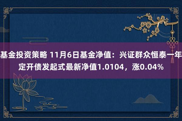 基金投资策略 11月6日基金净值：兴证群众恒泰一年定开债发起式最新净值1.0104，涨0.04%