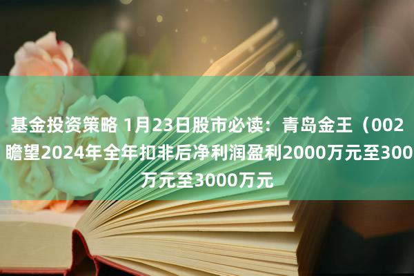 基金投资策略 1月23日股市必读：青岛金王（002094）瞻望2024年全年扣非后净利润盈利2000万元至3000万元