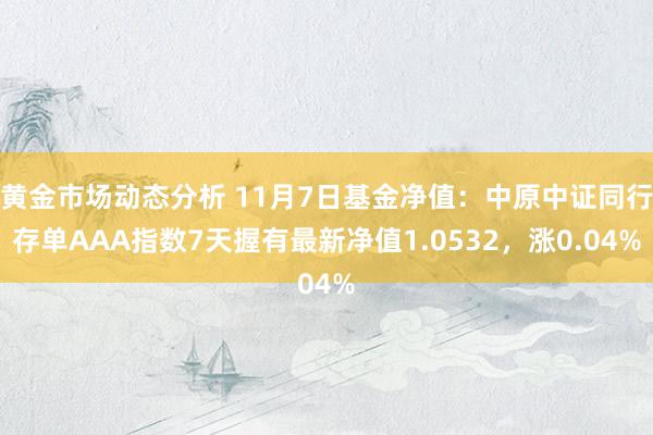 黄金市场动态分析 11月7日基金净值：中原中证同行存单AAA指数7天握有最新净值1.0532，涨0.04%