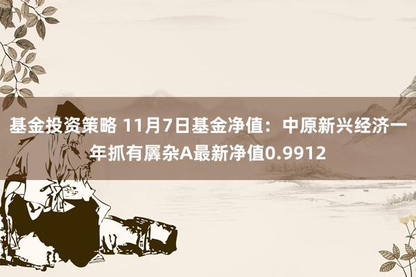 基金投资策略 11月7日基金净值：中原新兴经济一年抓有羼杂A最新净值0.9912